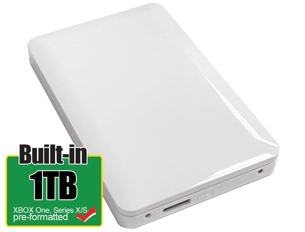 Avolusion 1TB USB 3.0 Portable External Gaming Hard Drive (for Xbox One X, S & Series X|S - Pre-Formatted) White