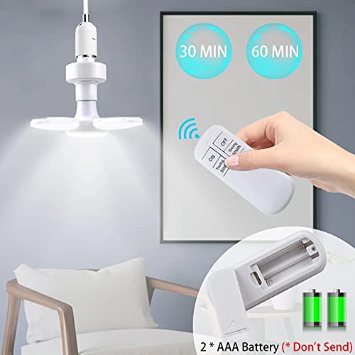E27 LED Bulb Fan Blade Timing Lamp AC85-265V 28W Foldable Led Light Bulb Lampada for Home Ceiling Light with Remote Controller (Bulb with Controller)