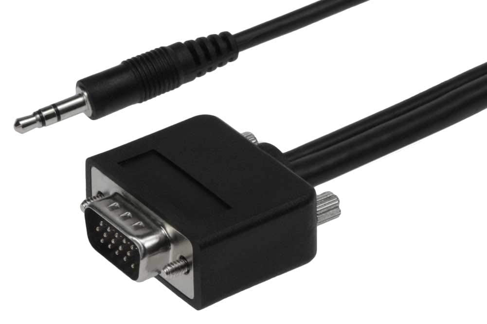 SF Cable, 10ft Ultra Slim SVGA Cable HD15 M/M Triple Shielded + 3.5mm M/M Audio