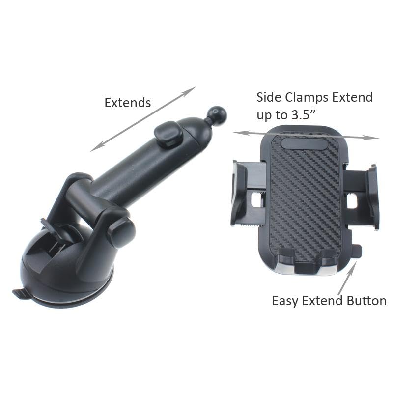 Car Mount Dash Windshield Compatible with Samsung Galaxy A35 5G/ A34 5G/ A33 5G/ A32 5G, Holder Telescopic Cradle Swivel Dock
