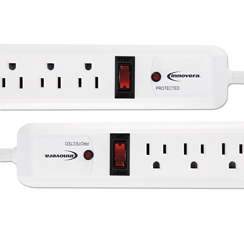 Innovera IVR71653 6 AC Outlets 4 ft. Cord 540 Joules Surge Protector - White (2/Pack)
