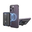 zhuja Magnetic Phone Wallet Stand, Strong Cellular Card Holder for iPhone 17/16/15/14/13/12 Series, Vegan Leather Magnetic Cell Black Wallet