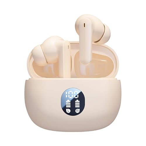 Wireless Earbuds, Bluetooth 5.4 Headphones Stereo Bass with Noise Cancelling Mic, Playtime in Ear Ear Buds with LED Power Display Charging Case, IPX7…