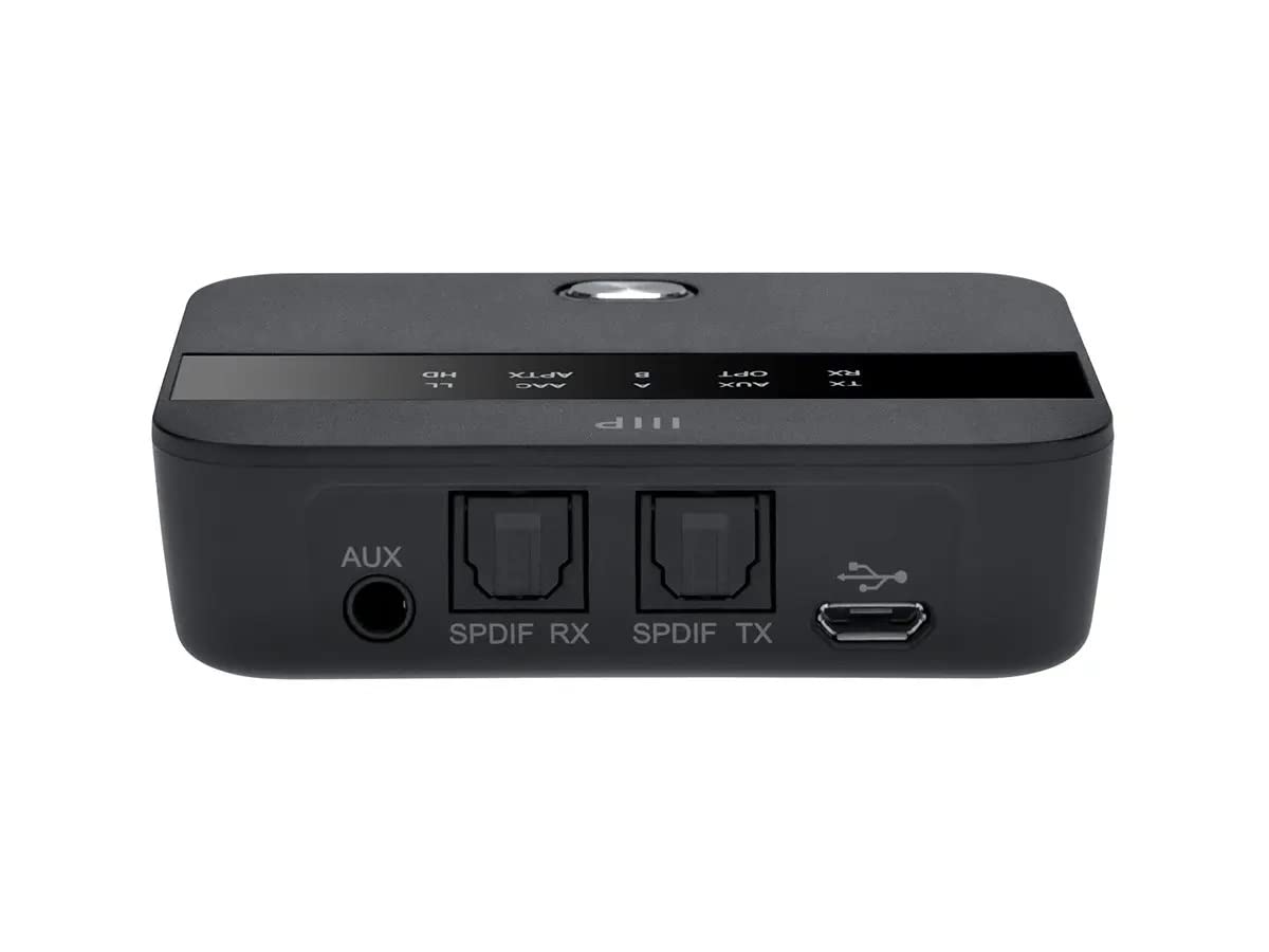 Monoprice Bluetooth 5 Long Range Transmitter and Receiver - with AptX HD and AptX Low Latency, SBC, AAC, Up to 32 Feet (10 Meters) Toslink/Optical