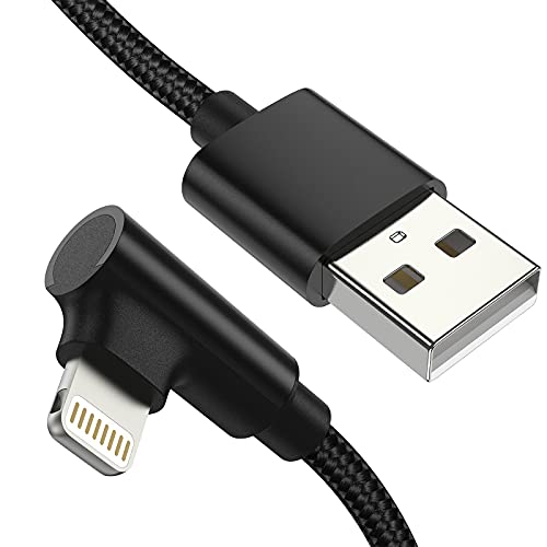 1ft Right Angle Lightning Cable Short, 3 Pack Braided Fast Charging USB to iPhone Charger Cord 90 Degree Compatible with Apple iPhone 13 12 11 Pro…