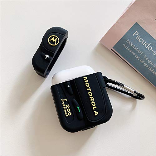 BONTOUJOUR Case Compatible with AirPods Pro, Creative Classical Black Vintage Beeper Pager Shape TPU Silicone Cover Case Protective Skin for AirPods