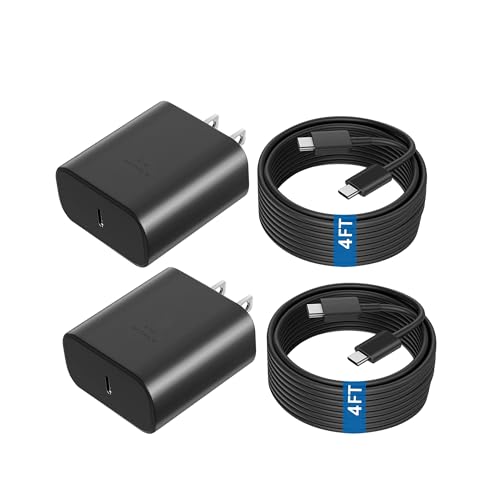 2-Pack Super Fast Charger Type C,Wall Charger 45 Watt USB c with 4FT Type C Charging Cable for Samsung Galaxy S25 Ultra/S24 Ultra/S24+/S23
