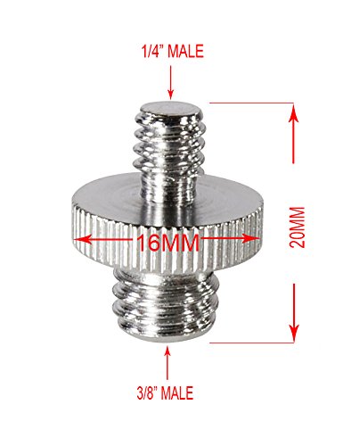 Foto&Tech 1/4" Male to 1/4" Male Screw +1/4" Male to 3/8" Male Threaded Screw Adapter Compatible with Camera Cage/Shoulder Rig/Tripod/Socket