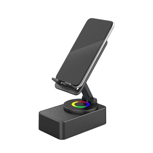 Wireless Audio Bluetooth Speaker 5in1 Phone Holder Emergency Rechargeable withColorful Ambient Light 300° Foldable for Tablet iPhone Android, Gifts