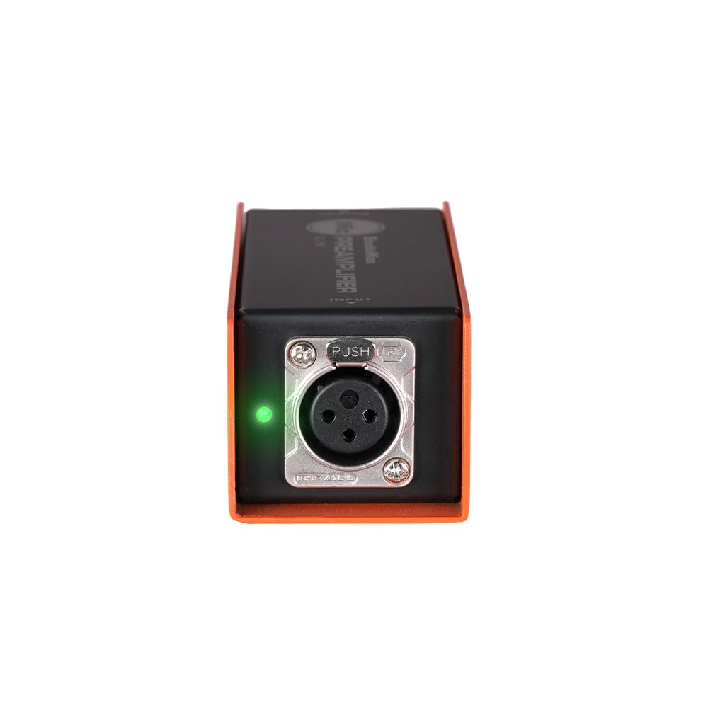 StudioMan CL-100 XLR Preamp for Dynamic Microphones,25dB Gain, Low-Noise Amplifier,Compact Metal Housing, XLR I/O,Orange/Black, Phantom Power