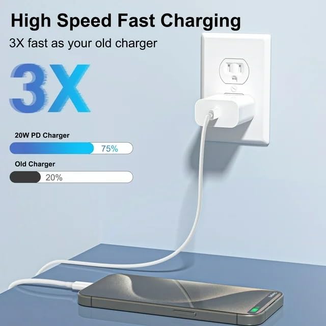 USB C Charger Block 20W, TRM TECH PD 3.0 Fast Charging Wall Charger USBC Power Adapter Type C Brick Cube for iPhone 17/Pro/Pro Max/17 Air/ 16/16