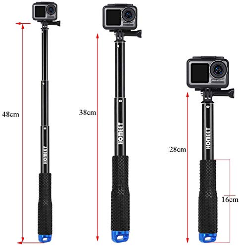 Homeet Extendable Action Camera Selfie Stick, 19" Sports Cameras Selfie Stick Pole Waterproof Telescoping Pole Monopod for DJI OSMO, AKASO, SJCAM, YI