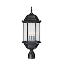 Capital Lighting 9837BK Main Street Seeded Glass Outdoor Post, 3-Light 180 Total Watts, 24" H x 10" W, Black