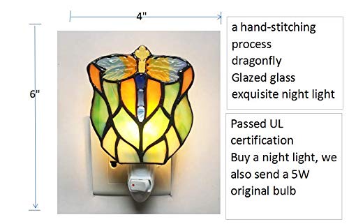 Tiffany Multicolored Glass Dragonfly Night Light HMJ7003 Lamp