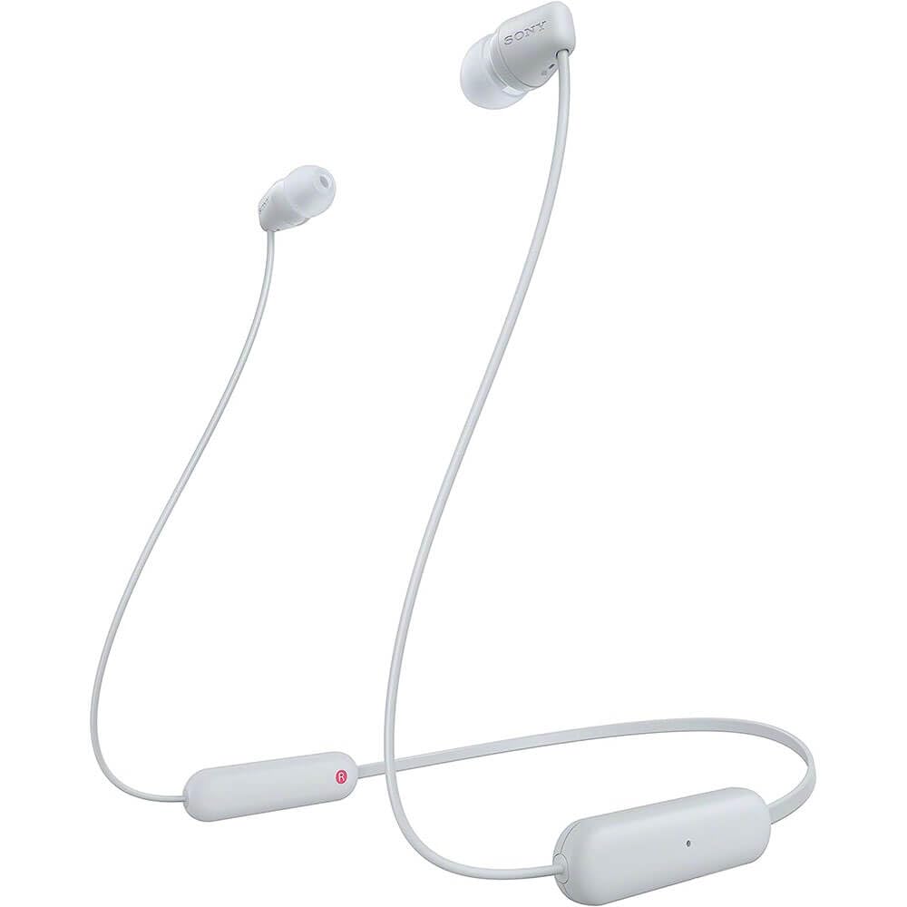 Sony WI-C100 Wireless in-Ear Bluetooth Headphones with Built-in Mic, White