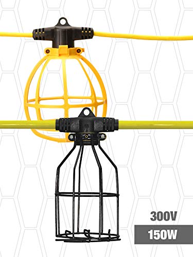 Southwire 7145SW Temporary String Light; 14/2 SJTW; 15-Amp Standard; Plastic Guard; Without Plug & Connector; 100-Foot;yellow