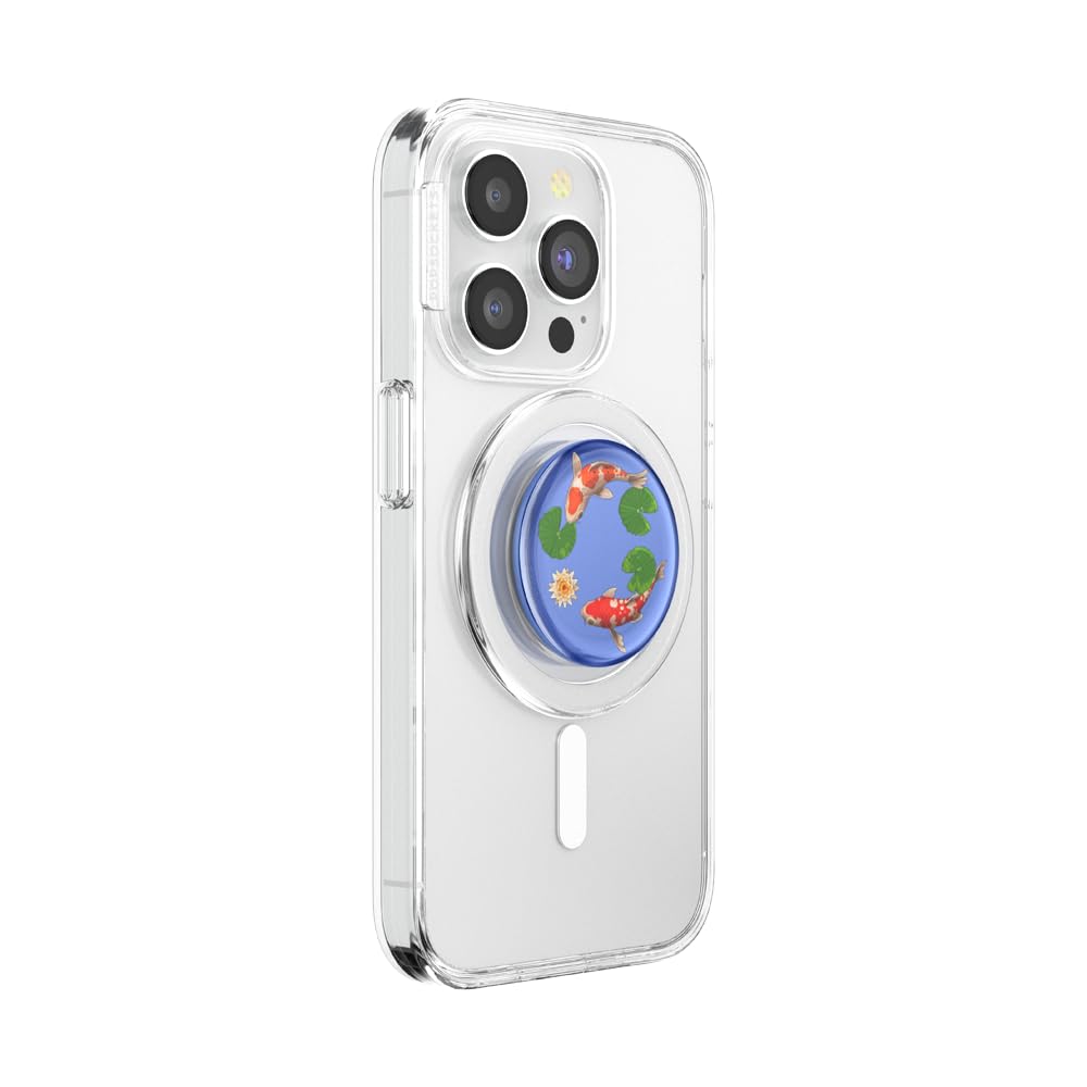 PopSockets Phone Grip for MagSafe, Magnetic Holder, Phone Stand, Clear - Koi Pond