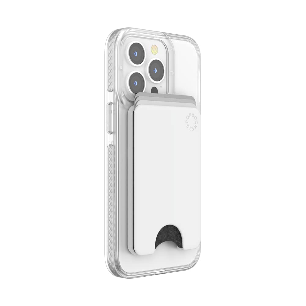 PopSockets Phone Wallet for MagSafe, Phone Card Holder with Grip - White