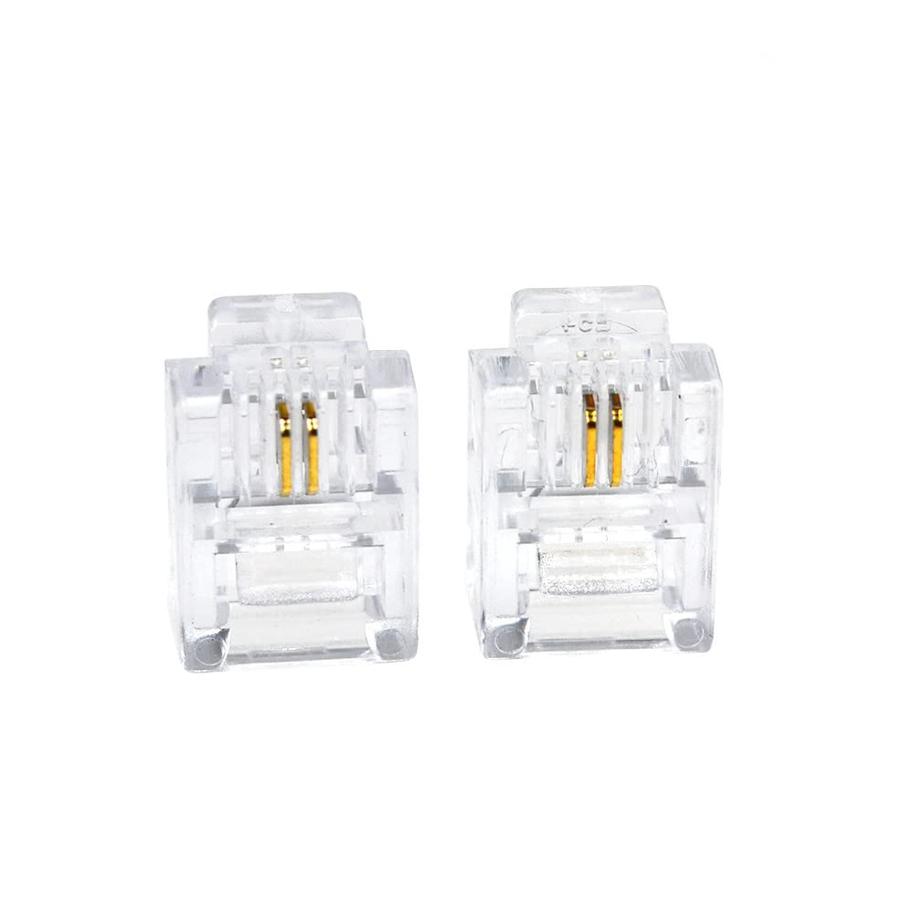 SMITON 100PACK Telephone Plug 6P2C RJ11 Modular Plug (6/2, Telephone Cord Connector)