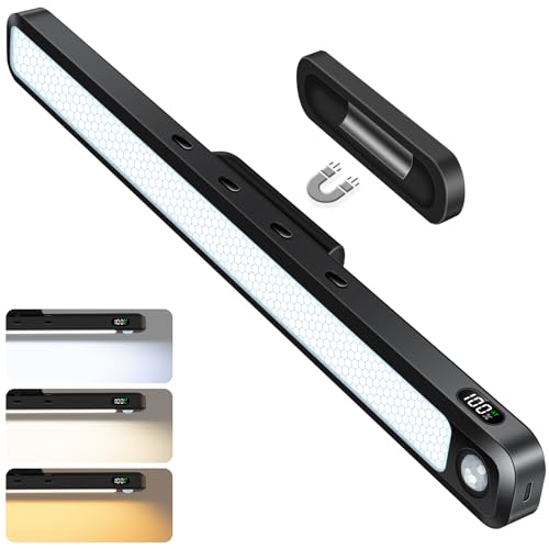 Ferswe 3W Motion Sensor Magnetic Light Bar,Eye-Friendly Rechargeable Closet Lights with Battery Display,2000mAh Vanity Lights for Mirror, Rechargeable