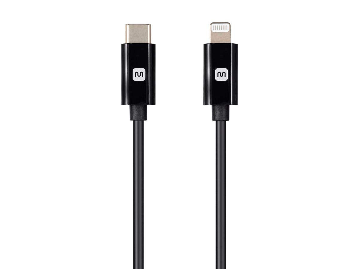 Monoprice Lightning to USB-C Charging Cable - Apple MFi Certified, 1.5 Feet, Black - Essential Series