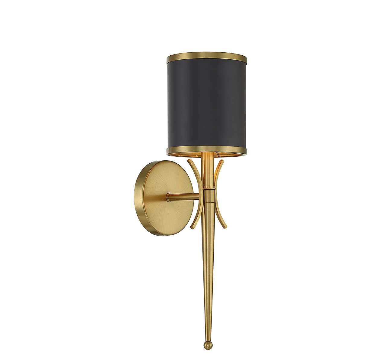 Savoy House 9-9944-1-143 Quincy Modern Vintage Traditional Metal Wall Sconce, 1-Light 60 Watt, 19" H x 5" W, Matte Black with Warm Brass