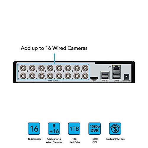 Night Owl CCTV Video Home Security Camera System with 6 Wired 1080p HD Indoor/Outdoor Cameras with Night Vision (Expandable up to a Total of 16 Wired