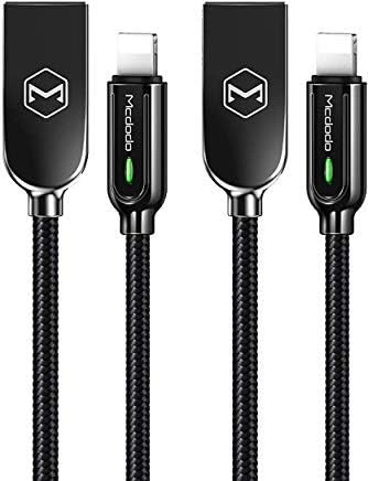 mcdodo Upgraded Power Off/On Smart LED Auto Disconnect Nylon Braided Sync Charge USB Data 4FT/1.2M Cable Compatible iPhone 14/13/12/11 Pro Max (2…