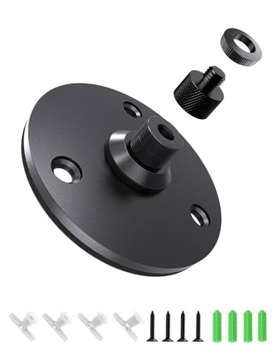 Metal Gooseneck Microphone Flange Mount with Pad for Church, Podium, Studio, Podcasts, Lectures, Broadcasts, Gaming and Streaming, Mic Flange Mount