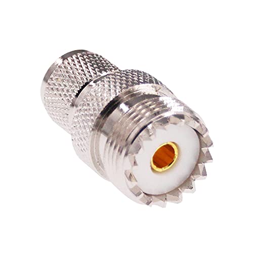 RFaha 2pcs RF coaxial Adapter Mini-UHF Male PL259 to UHF SO239 Connector(F34-2)