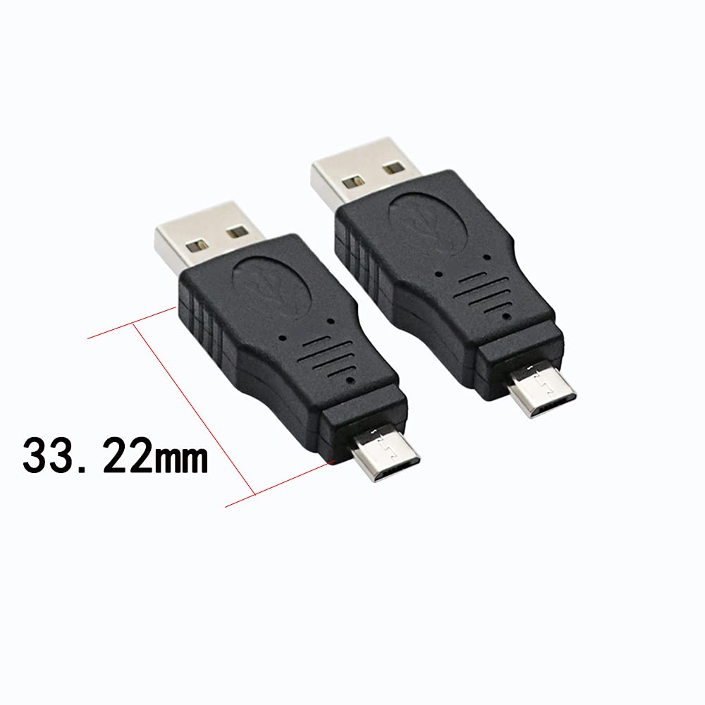 rgzhihuifz USB 2.0 Adapter A Male to Micro Male Black (3 Pack) USB a Male to Micro Male Adaptor