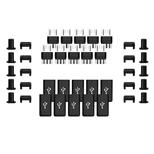 MELIFE Micro USB Type B Male Plug Connector Kits, 10 Pack Straight Jack Micro-USB Repair Replacement Adapter for DIY