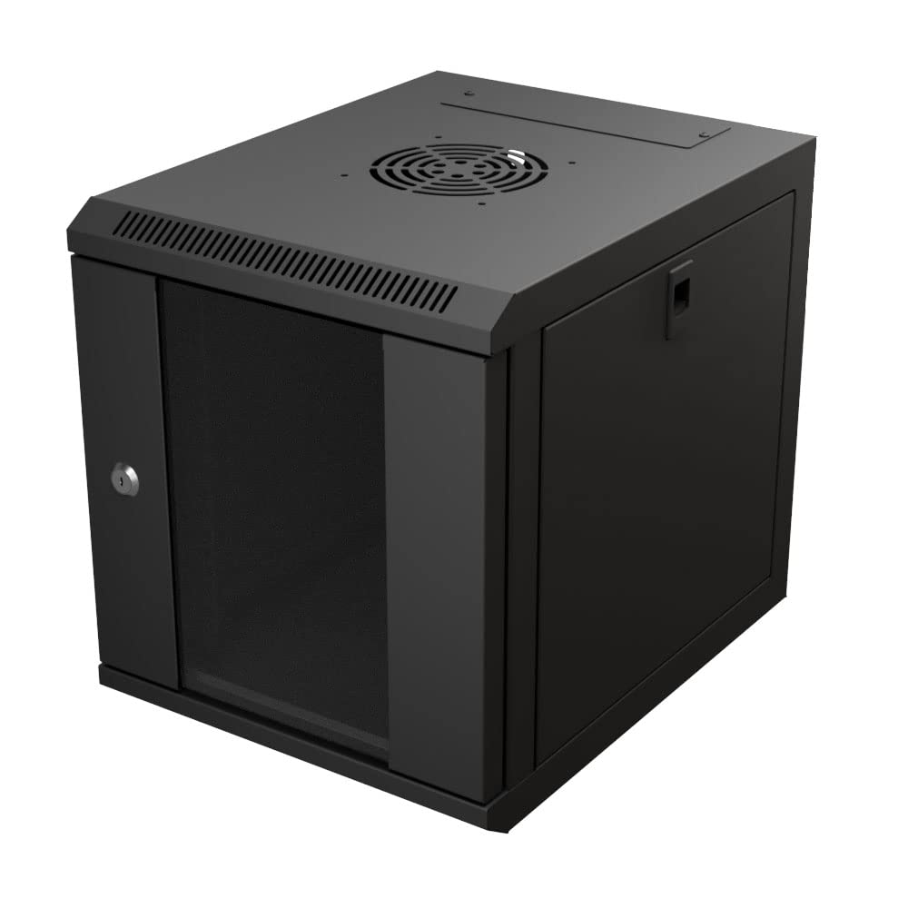 NavePoint 15.75 in Wall Mount Network Cabinet, 6U, Glass, Black