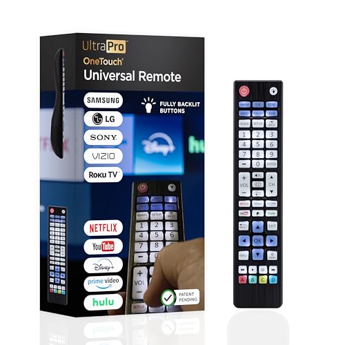 UltraPro Backlit OneTouch Universal Remote Control, Replacement TV Remote for Samsung, LG TV Remote, Vizio, Sony, Roku and More, Easiest Setup Ever