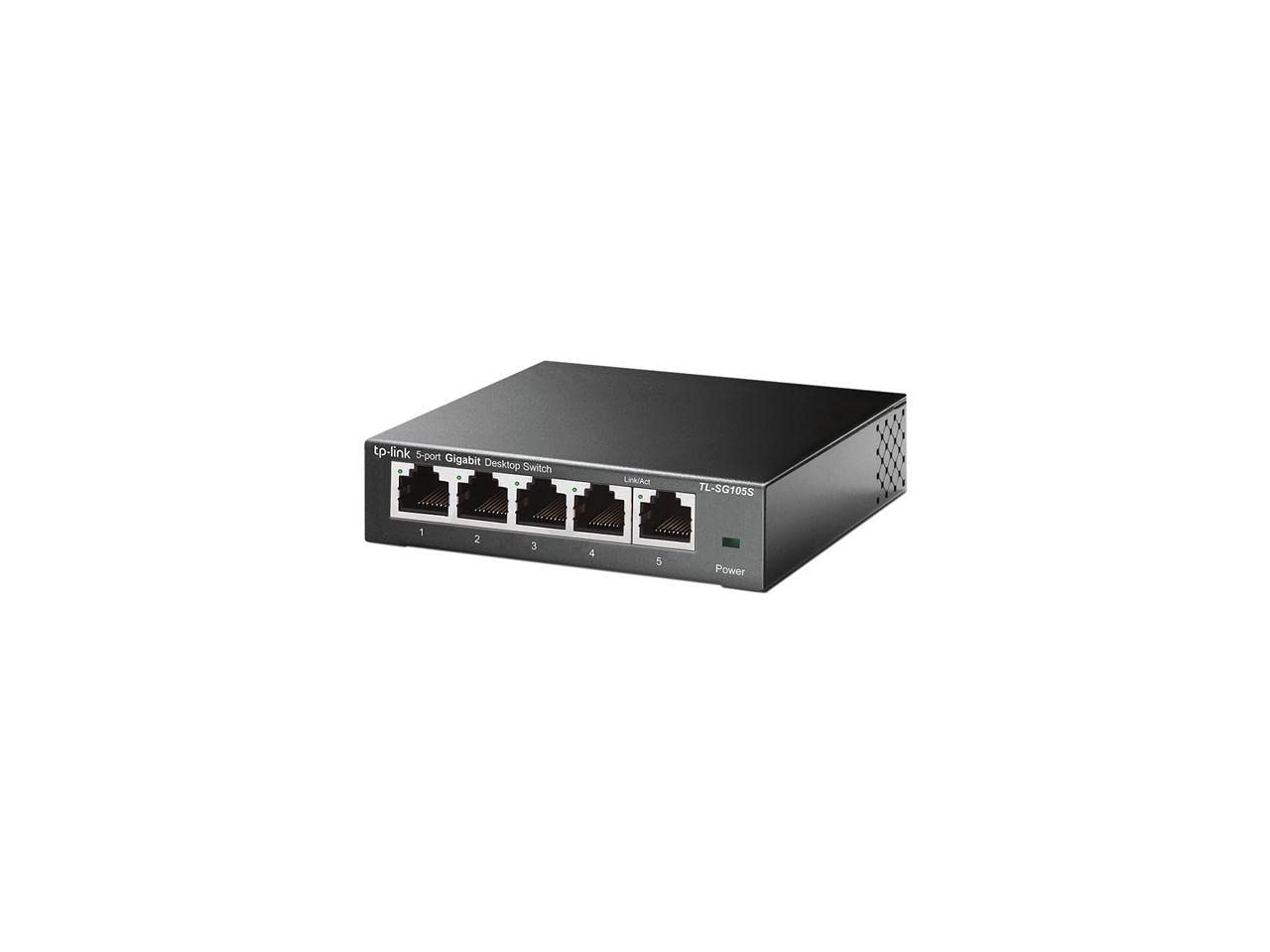 TP-Link TL-SG105S | 5 Port Gigabit Ethernet Switch | Desktop/Wall-Mount | Plug & Play | Fanless | Sturdy Metal | 3 Year Manufacturer Warranty |