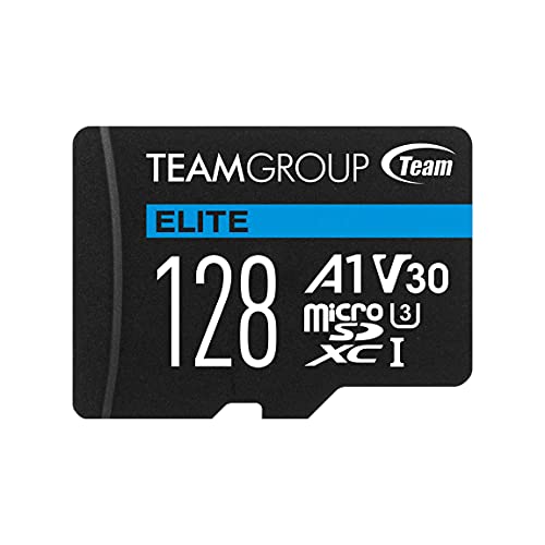 TEAMGROUP Elite A1 128GB Micro SDXC UHS-I U3 V30 A1 4K Read Speed up to 90MB/s High Speed Flash Memory Card with Adapter for Phone, Android Mobile