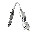 Futurizta Tech® Zeus-X Go 6 in 1 Keychain Universal Cable 240W 5Gbps USB3.0 USB-C, Lightning, Micro-USB, USB-A Fastest Keychain Cable Zinc Alloy Ultra