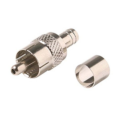 RCA Crimp Connector Coaxial RG59 Crimp Metal Plug Male with 1/4" Furrul Ring Male Coaxial RG59 A/V Hex Crimp Connector Metal Handle Audio Video Plug