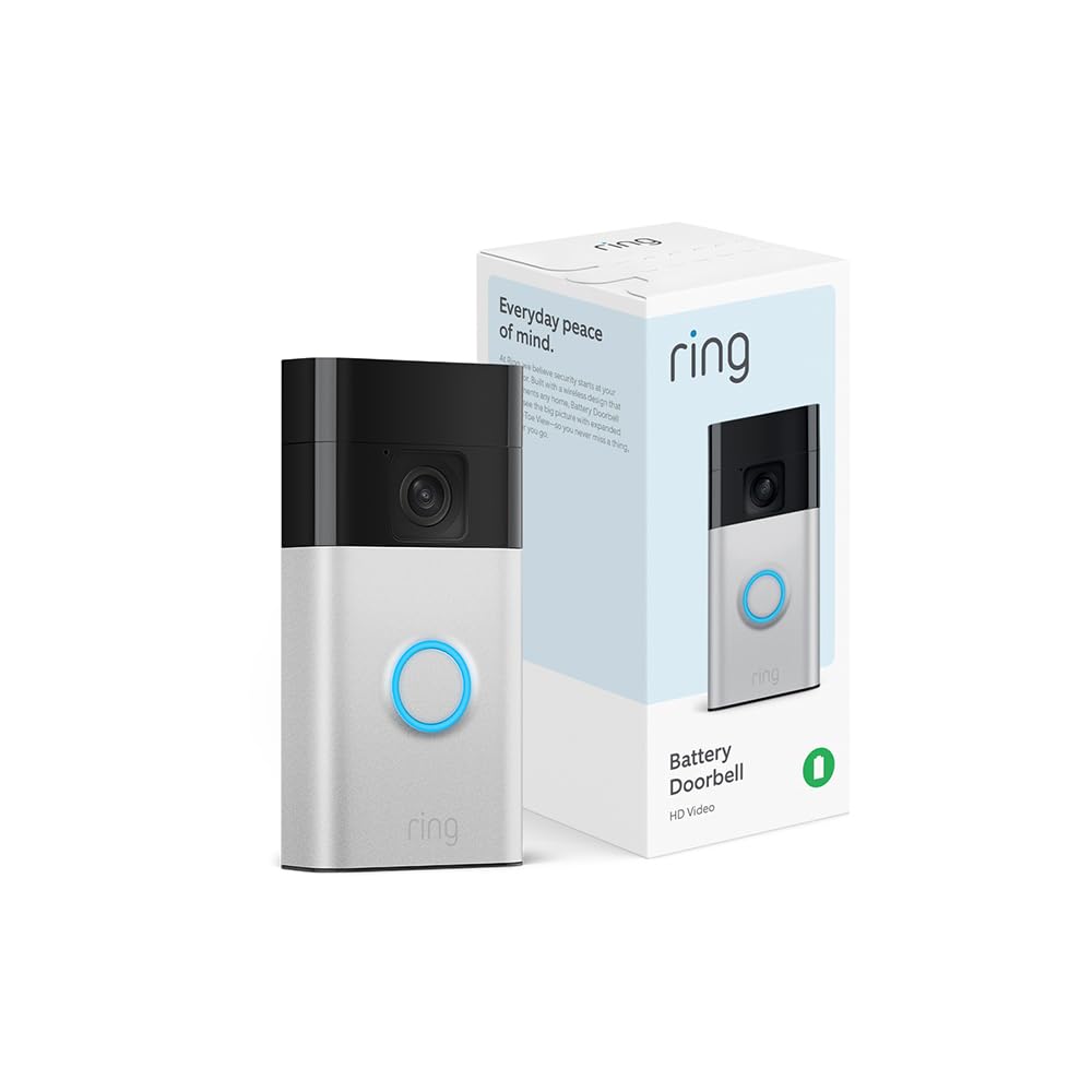 Like-New Ring Battery Doorbell (newest model), Home or business security with Head-to-Toe video, Live View with Two-Way Talk, and Motion Detection