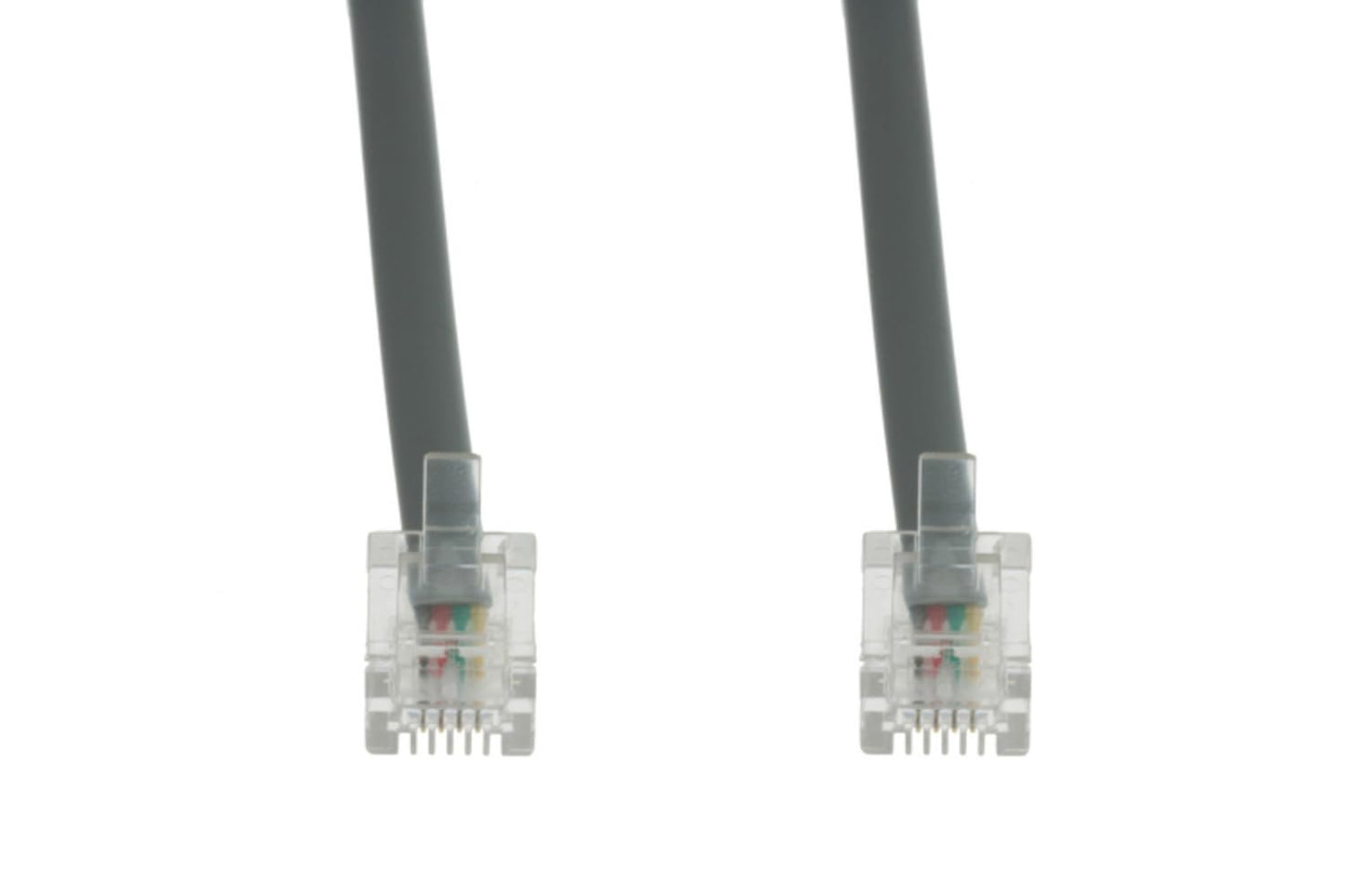 CablesAndKits RJ11 Cable - Straight Modular Analog Phone Cable, Telephone Line Cord, Silver, 1ft, 6P/4C, RJ11 Connectors, PVC Jacket, 2 Pairs for 2