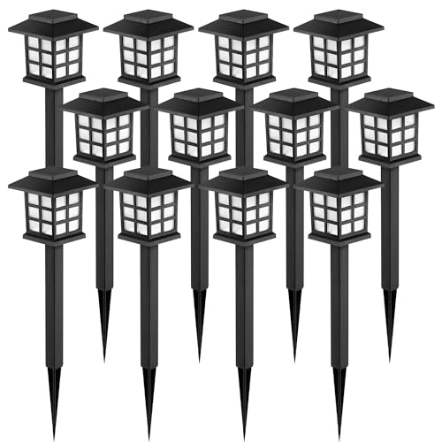 GIGALUMI Solar Outdoor Lights,12 Pack LED Solar Lights Outdoor Waterproof, Solar Walkway Lights Maintain 10 Hours of Lighting for Your Garden