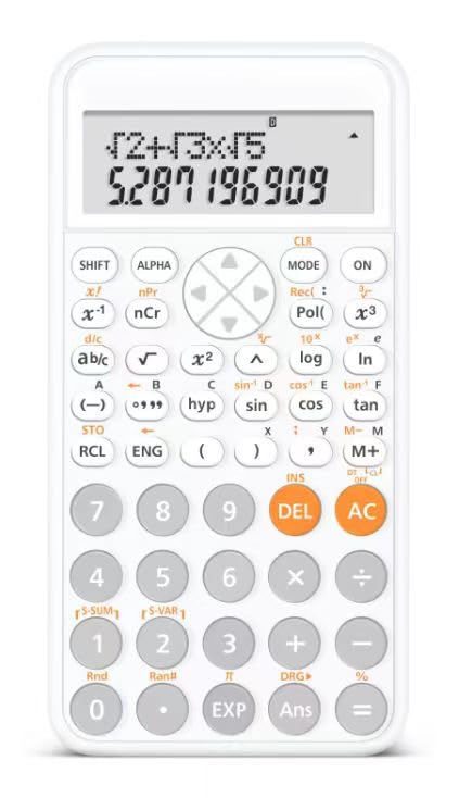 Engineering/Scientific Calculator for Students, Multiple Functions- Perfect for Beginner and Advanced Courses, High School or College (White)