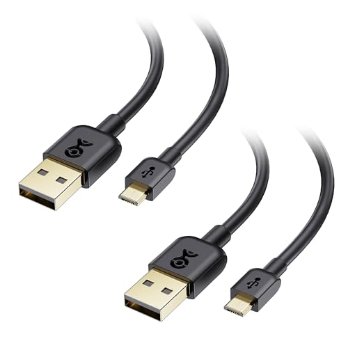 Cable Matters 2-Pack Micro USB to USB A Cable - 6ft, 3A/15W MicroUSB Charging Cable with Micro-B 2.0 Connector for Android Phones, Tablet, PS4