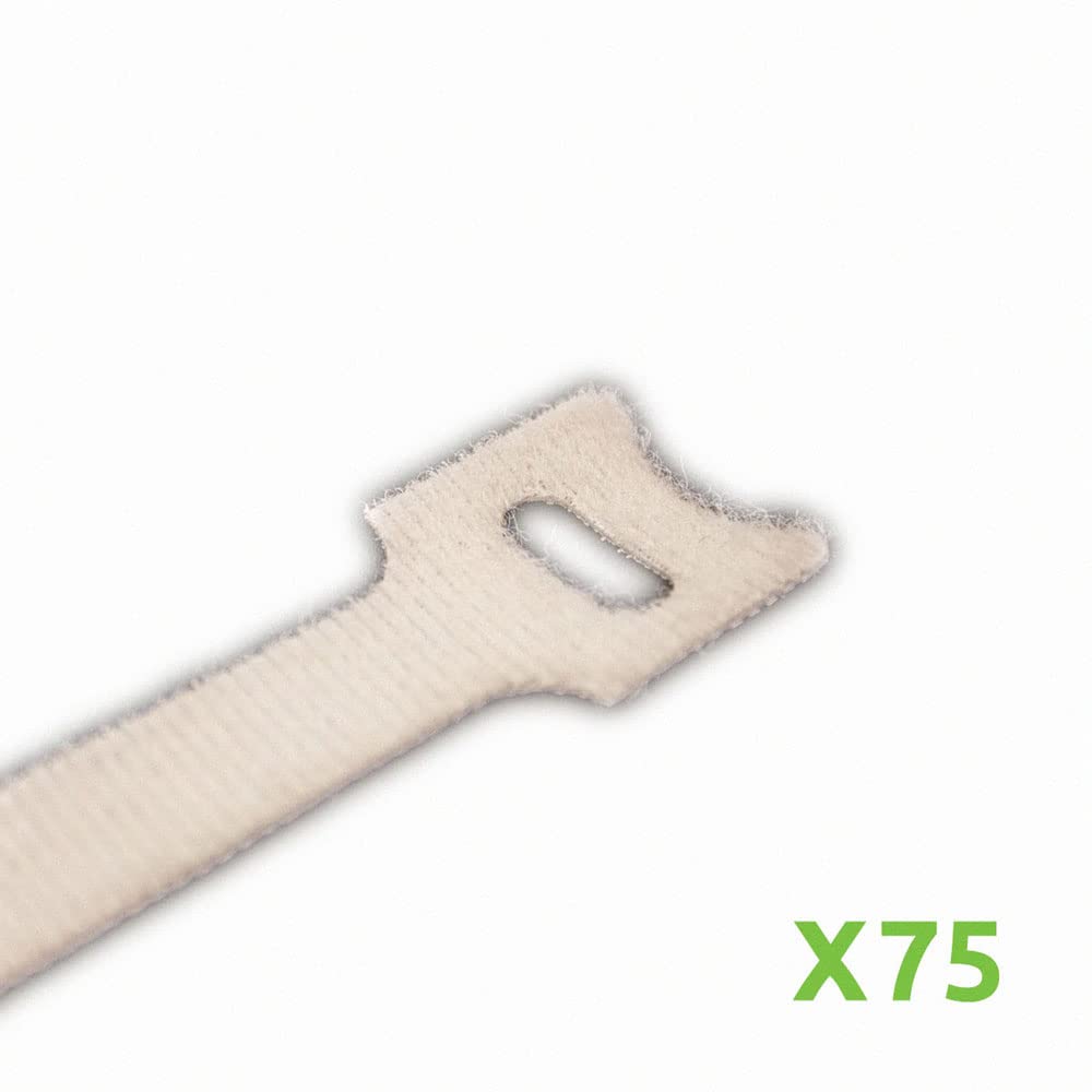 NavePoint 10 Inch Hook and Loop Reusable Strap Cable Cord Wire Ties 75 Pack White