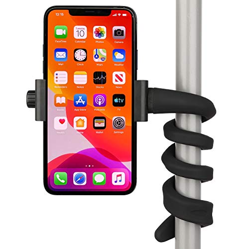 iTODOS Portable Flexible Cell Phone Holder Stand for Treadmill, Spin Bike, Stroller, Shopping Cart, Bed, Car, Kitchen, Desk, Compatible with iPhone