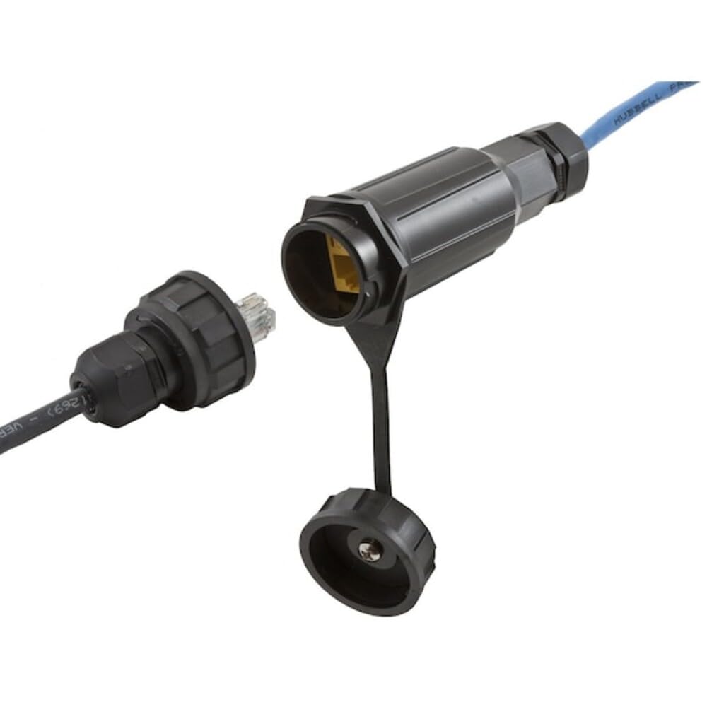 Hubbell HI607AA HI-Impact Series Patch Cord, CAT6, RJ45-RJ45, 7' Long, Black