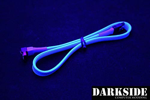 Darkside 45cm (18") SATA 3.0 180° to 90° Data Cable with Latch - Blue UV (DS-0082)