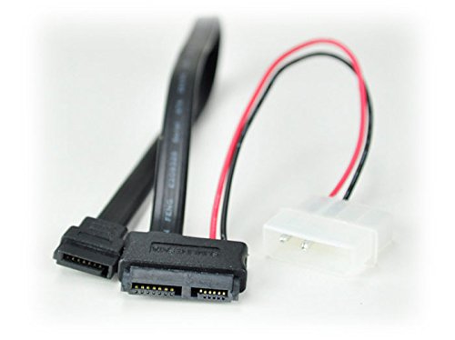 AYA 20" (20-Inch) Slimline SATA 13-Pin (7+6) to SATA 7-Pin with Molex Power Adapter