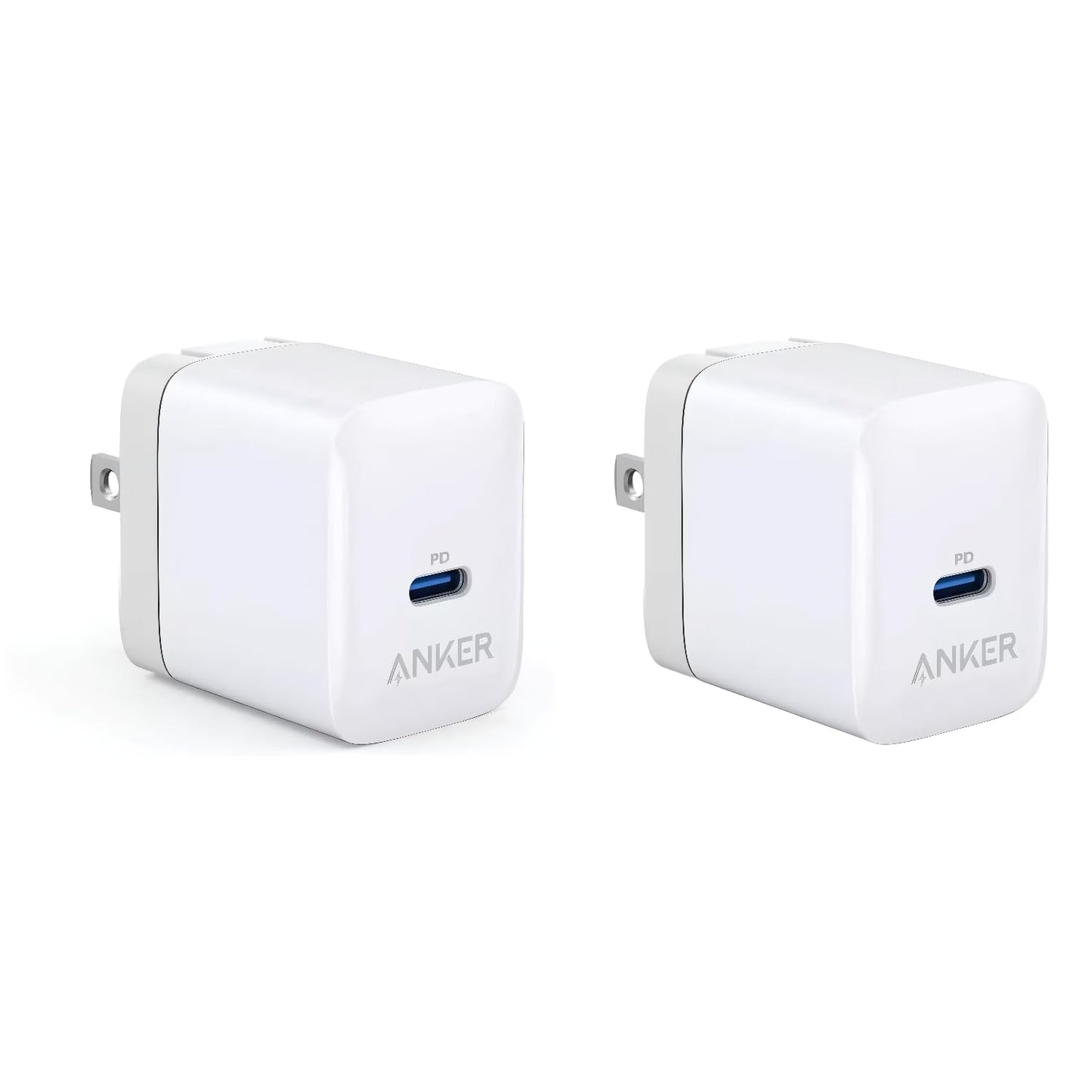 Anker PowerPort III 20W USB-C Wall Charger 2-Pack, Compact Fast Charger, Foldable Plug, Quick Charging for iPhone 16 Series, Galaxy, Pixel, iPad