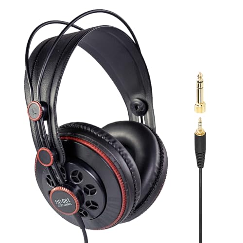 Superlux HD681 Semi-Open Studio Headphones, Wired Over-Ear with 50mm Neodymium Drivers, Single-Sided Cable, 10-30,000Hz, for Monitoring, Recording